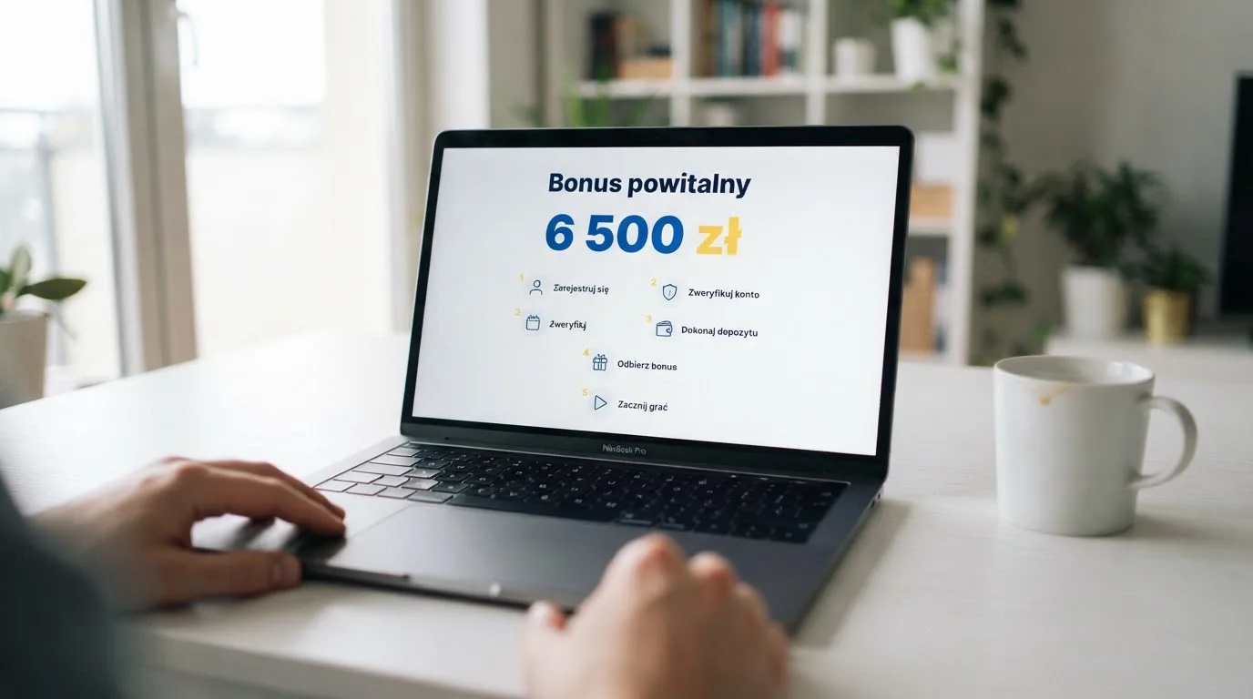 Ekran z warunkami bonusu powitalnego podczas rejestracji w kasynie online