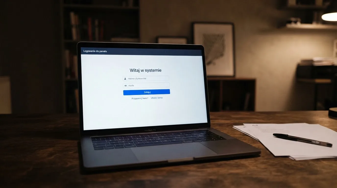 Strona logowania oficjalnej platformy Total Casino na ekranie laptopa, jedynego legalnego kasyna online w Polsce